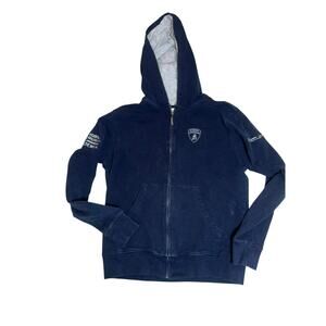 Lamborghini Squadra Corse embroidered full zip Navy blue Men Hoodie size large